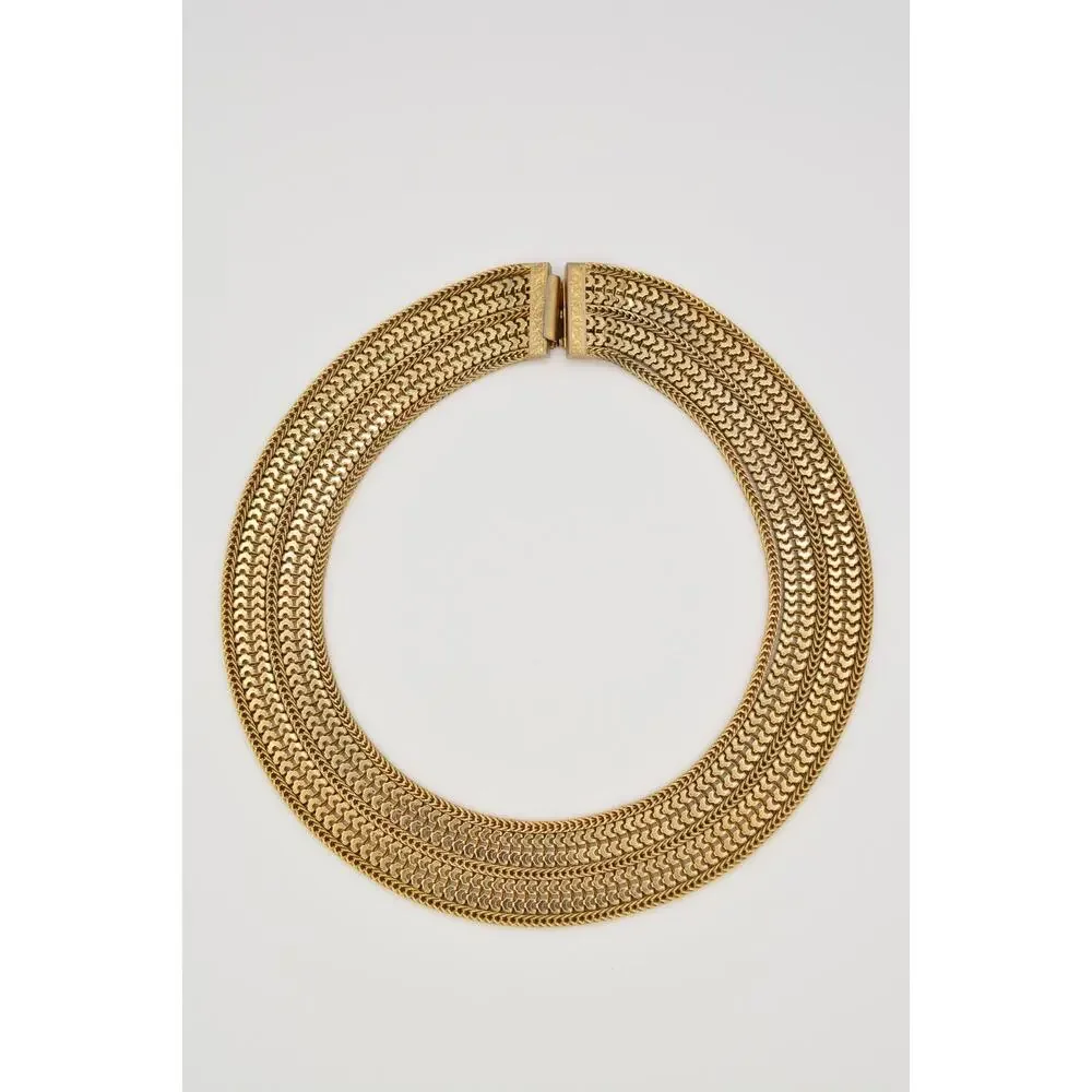 Hobe Vintage Gold 5 Strand Graduated Chain Statement Necklace Collar Signed BinY